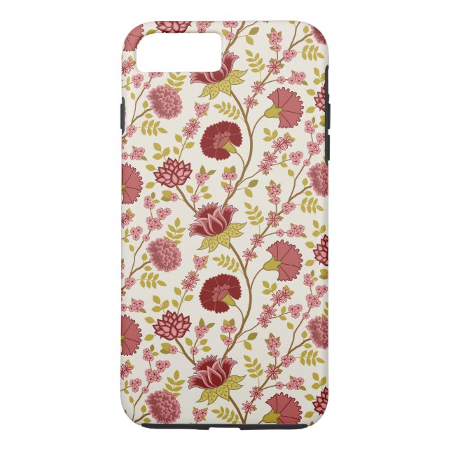 Jacobean Floral Pattern Reds Pinks Gold Cream Case-Mate iPhone Case (Back)