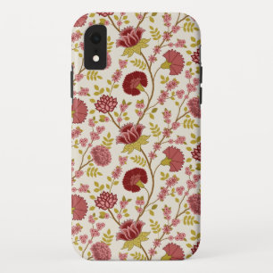 Jacobean Floral Pattern Reds Pinks Gold Cream iPhone XR Case
