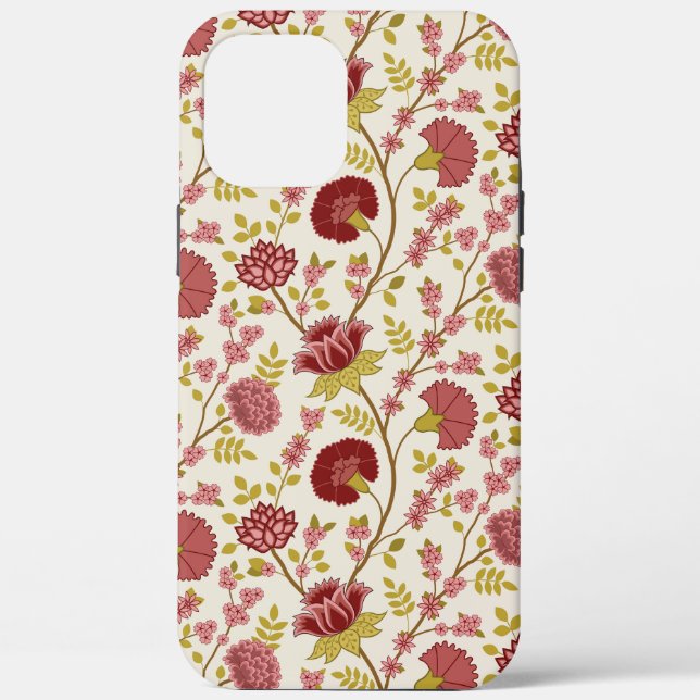 Jacobean Floral Pattern Reds Pinks Gold Cream Case-Mate iPhone Case (Back)
