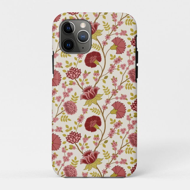 Jacobean Floral Pattern Reds Pinks Gold Cream Case-Mate iPhone Case (Back)