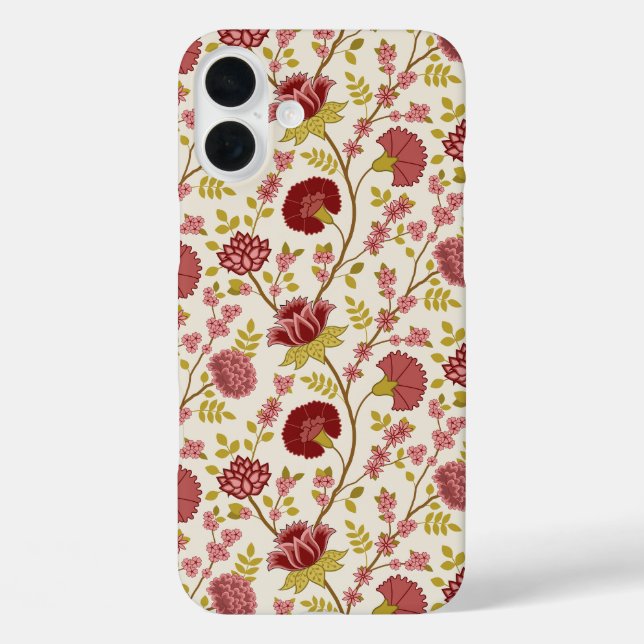 Jacobean Floral Pattern Reds Pinks Gold Cream Case-Mate iPhone Case (Back)