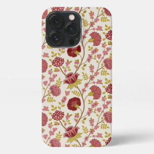 Jacobean Floral Pattern Reds Pinks Gold Cream iPhone 13 Pro Case