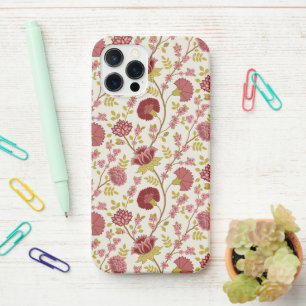Jacobean Floral Pattern Reds Pinks Gold Cream iPhone 12 Pro Case
