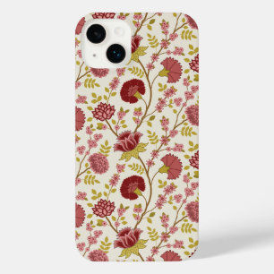 Jacobean Floral Pattern Reds Pinks Gold Cream iPhone 14 Plus Case