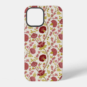 Jacobean Floral Pattern Reds Pinks Gold Cream iPhone 12 Case