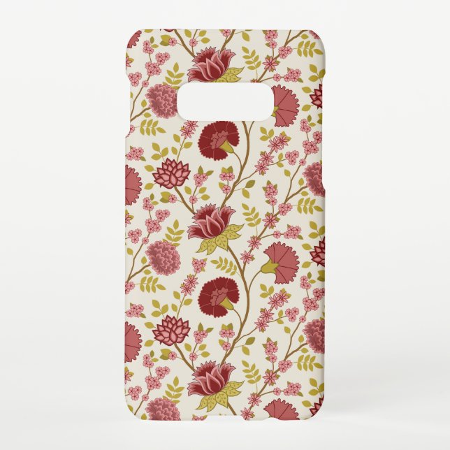 Jacobean Floral Pattern Reds Pinks Gold Cream Samsung Galaxy Case (Back)