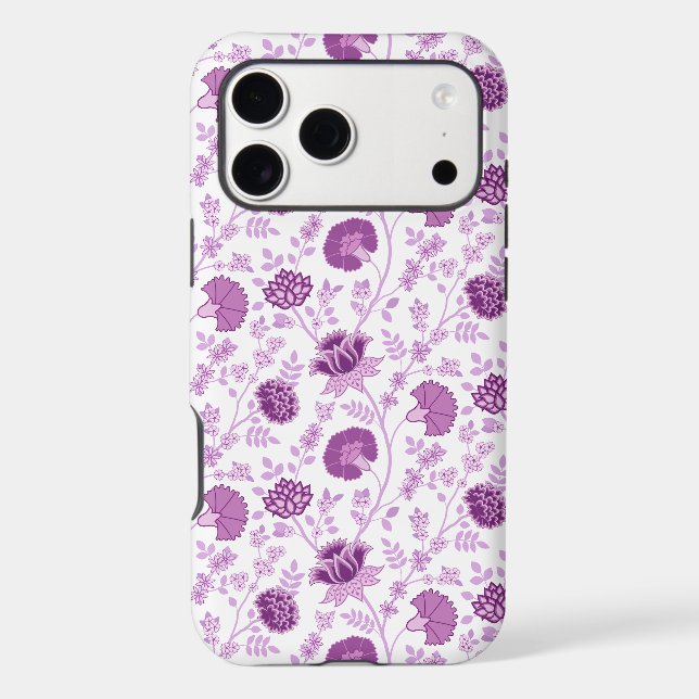 Jacobean Floral Repeat Pattern Pinks on White (Back)