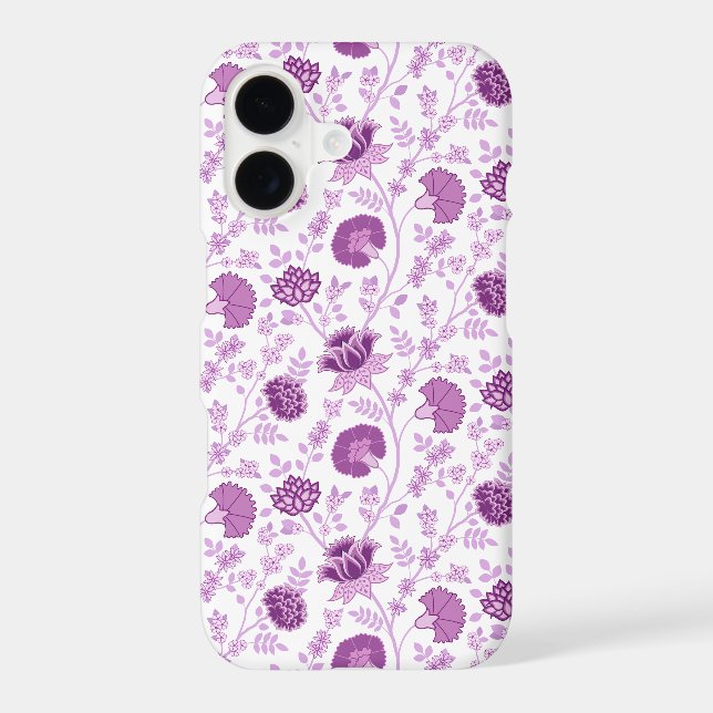 Jacobean Floral Repeat Pattern Pinks on White (Back)