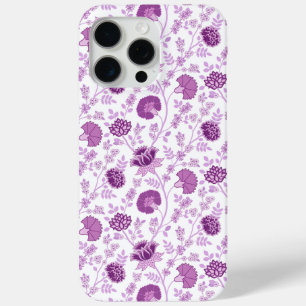 Jacobean Floral Repeat Pattern Pinks on White iPhone 15 Pro Max Case