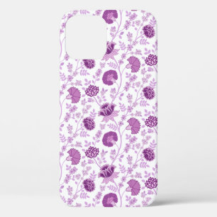 Jacobean Floral Repeat Pattern Pinks on White iPhone 12 Pro Case