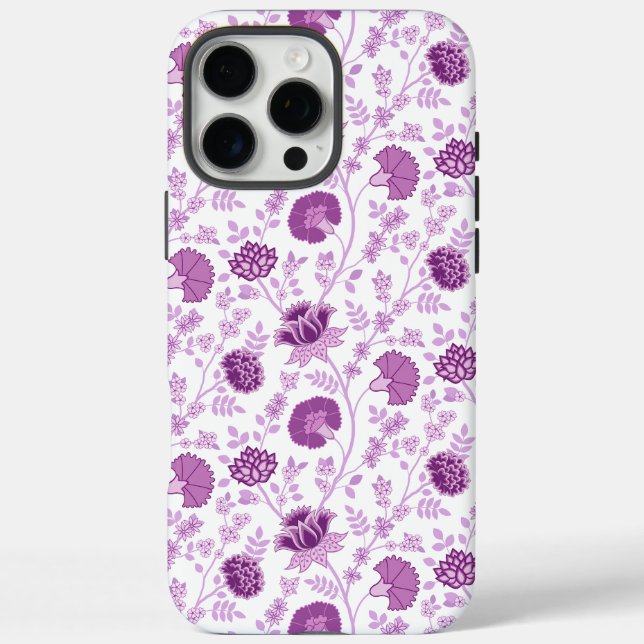 Jacobean Floral Repeat Pattern Pinks on White Case-Mate iPhone Case (Back)