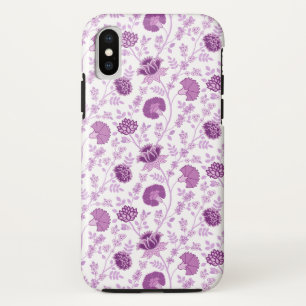 Jacobean Floral Repeat Pattern Pinks on White iPhone X Case
