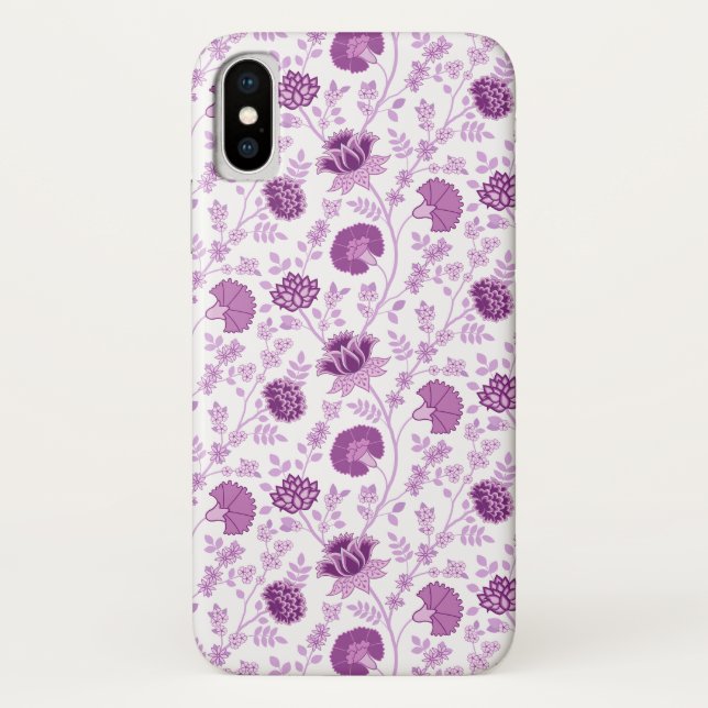 Jacobean Floral Repeat Pattern Pinks on White Case-Mate iPhone Case (Back)
