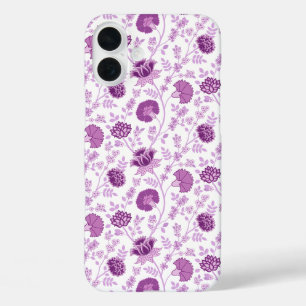 Jacobean Floral Repeat Pattern Pinks on White iPhone 16 Plus Case