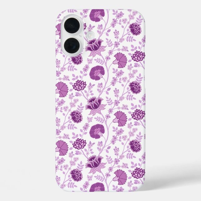 Jacobean Floral Repeat Pattern Pinks on White Case-Mate iPhone Case (Back)