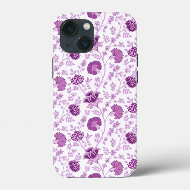 Jacobean Floral Repeat Pattern Pinks on White Case-Mate iPhone Case (Back)