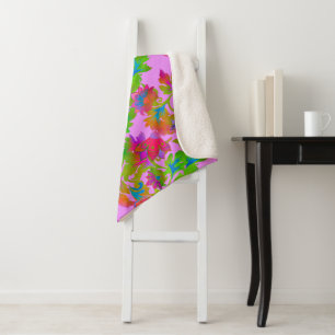 Jacobean Floral Twist Blush Sherpa Blanket