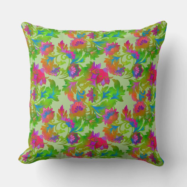 Jacobean Floral Twist Chalk Cushion (Front)