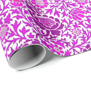 Jacobean Floral Wallpaper, Amethyst Purple & Lilac Wrapping Paper