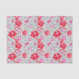 Jacobean Floral Wallpaper, Deep Red, Pink & Grey Tissue Paper
