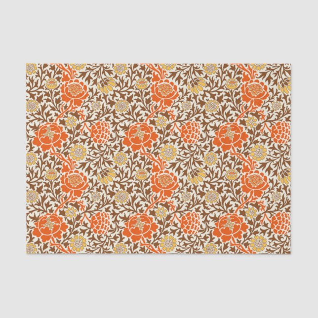 Jacobean Floral Wallpaper, Orange, Brown & Mustard Tissue Paper (Front)