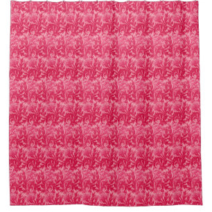 Jacobean Flower Damask, Fuchsia and Light Pink Shower Curtain