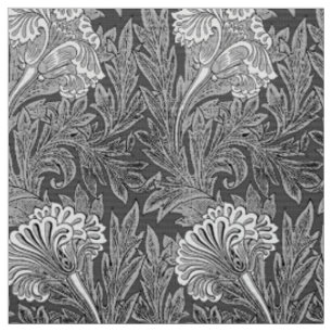 Jacobean Flower Damask, Grey / Grey and White Fabric