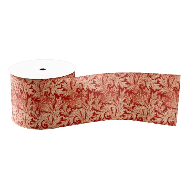 Jacobean Flower Damask, Mandarin and Light Orange Grosgrain Ribbon (Spool)