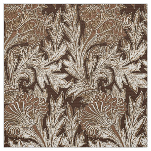Jacobean Flower Damask, Taupe Tan and Cream Fabric