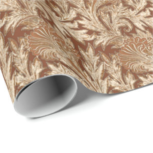 Jacobean Flower Damask, Taupe Tan and Cream Wrapping Paper