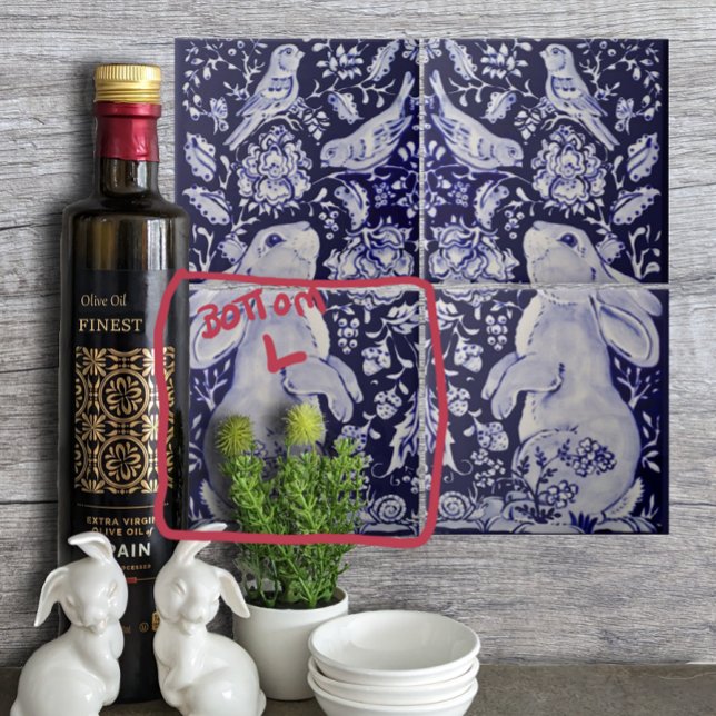Jacobean Rabbit Birds Flowers Blue White Bottom L Tile (Creator Uploaded)