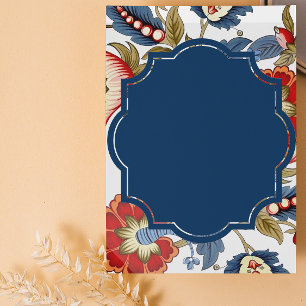 Jacobean red and blue blank Invitation