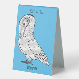 Jacobin pigeon bird cartoon illustration 