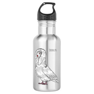 Jacobin pigeon bird cartoon illustration 532 ml water bottle