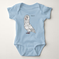 Jacobin pigeon bird cartoon illustration