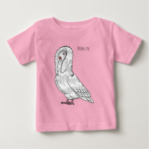 Jacobin pigeon bird cartoon illustration  baby T-Shirt