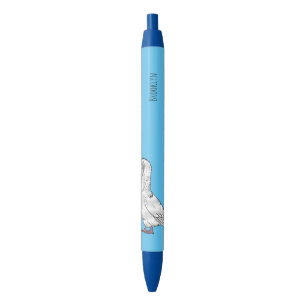 Jacobin pigeon bird cartoon illustration black ink pen