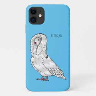 Jacobin pigeon bird cartoon illustration  iPhone 11 case