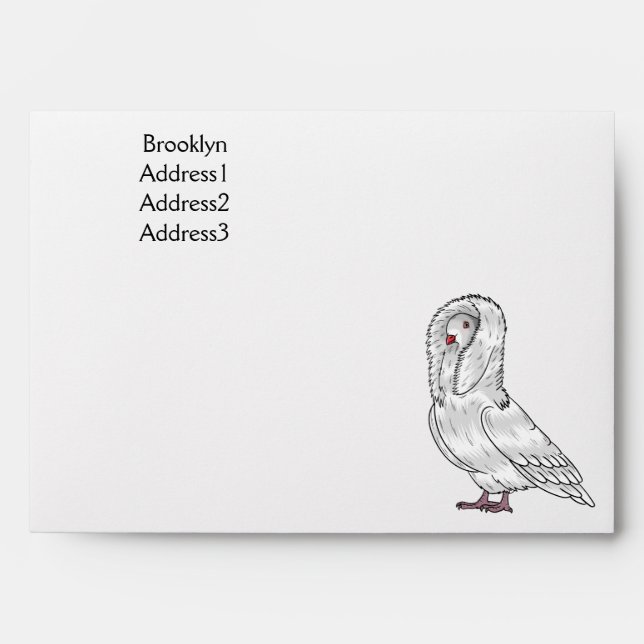 Jacobin pigeon bird cartoon illustration envelope (Front)