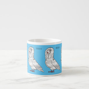 Jacobin pigeon bird cartoon illustration  espresso cup
