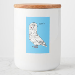 Jacobin pigeon bird cartoon illustration food label