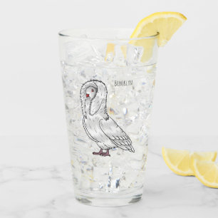 Jacobin pigeon bird cartoon illustration glass