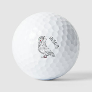 Jacobin pigeon bird cartoon illustration golf balls