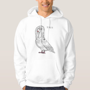 Jacobin pigeon bird cartoon illustration hoodie