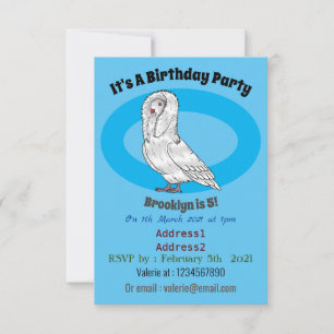 Jacobin pigeon bird cartoon illustration invitation