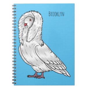 Jacobin pigeon bird cartoon illustration  notebook