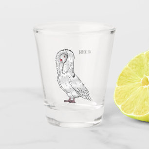 Jacobin pigeon bird cartoon illustration shot glass