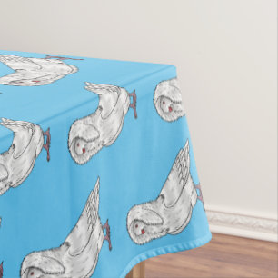 Jacobin pigeon bird cartoon illustration  tablecloth