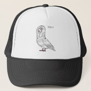 Jacobin pigeon bird cartoon illustration trucker hat