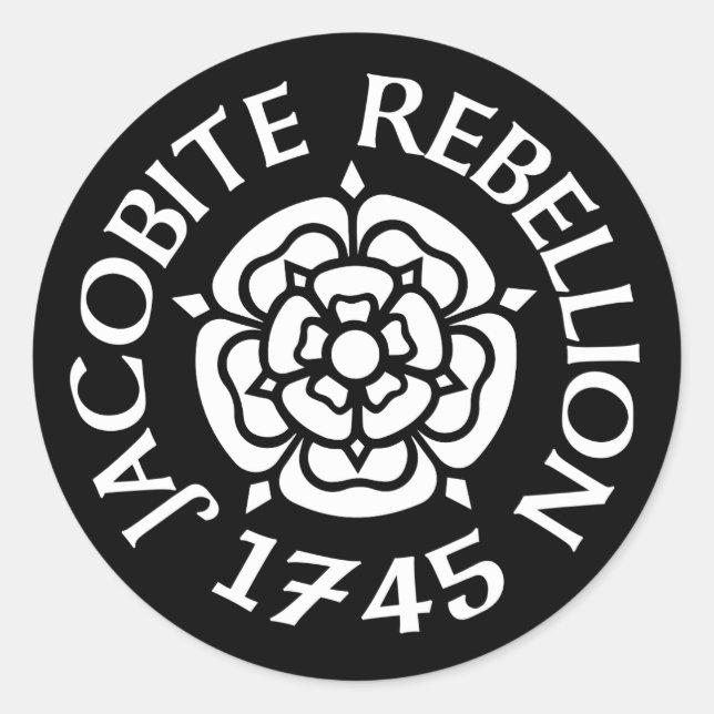 Jacobite 1745 classic round sticker (Front)